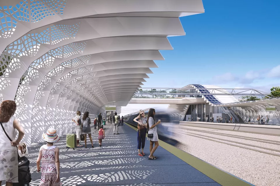 Rendering of station for California High-Speed Rail train